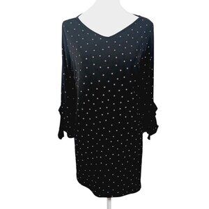 CLARA SUNWOO, Polka Dot Tunic, Black W/ Silver Lavender Dots W/ Sparkle Size MED